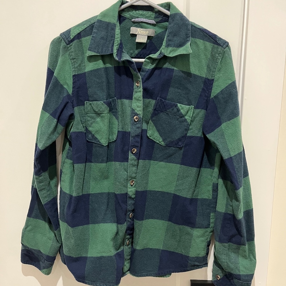 2/$15 👕 Natural Reflections Flannel / Plaid Shirt - green & navy